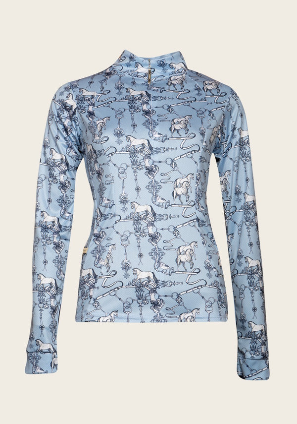 Chemise Ultra Légère Pour L'équitation - Manches Longues, Protection Solaire - Idéale Pour Le Sport - Taille XS - Bleu Cyaneus