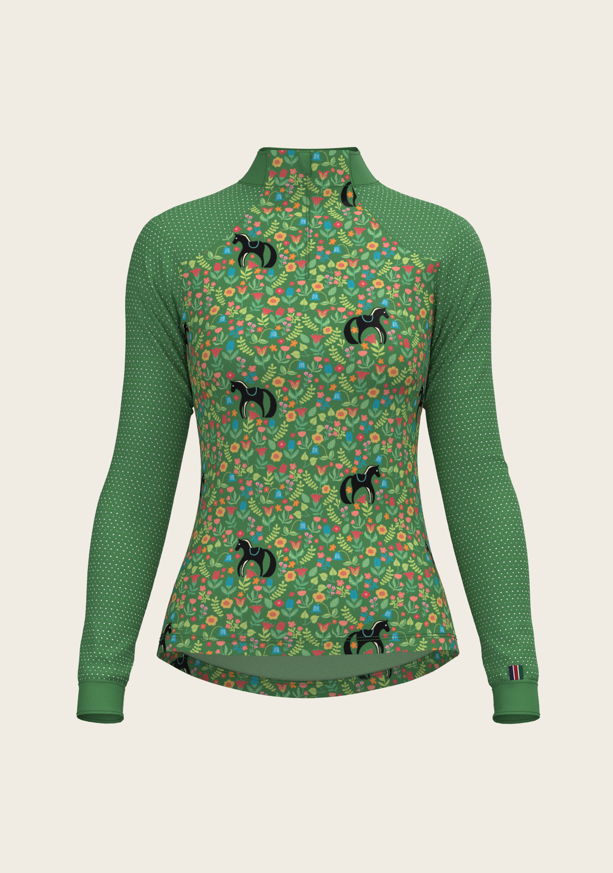 NEW Espoir Cavallo on Green Sport Mesh Quarter Zip Sun Shirt