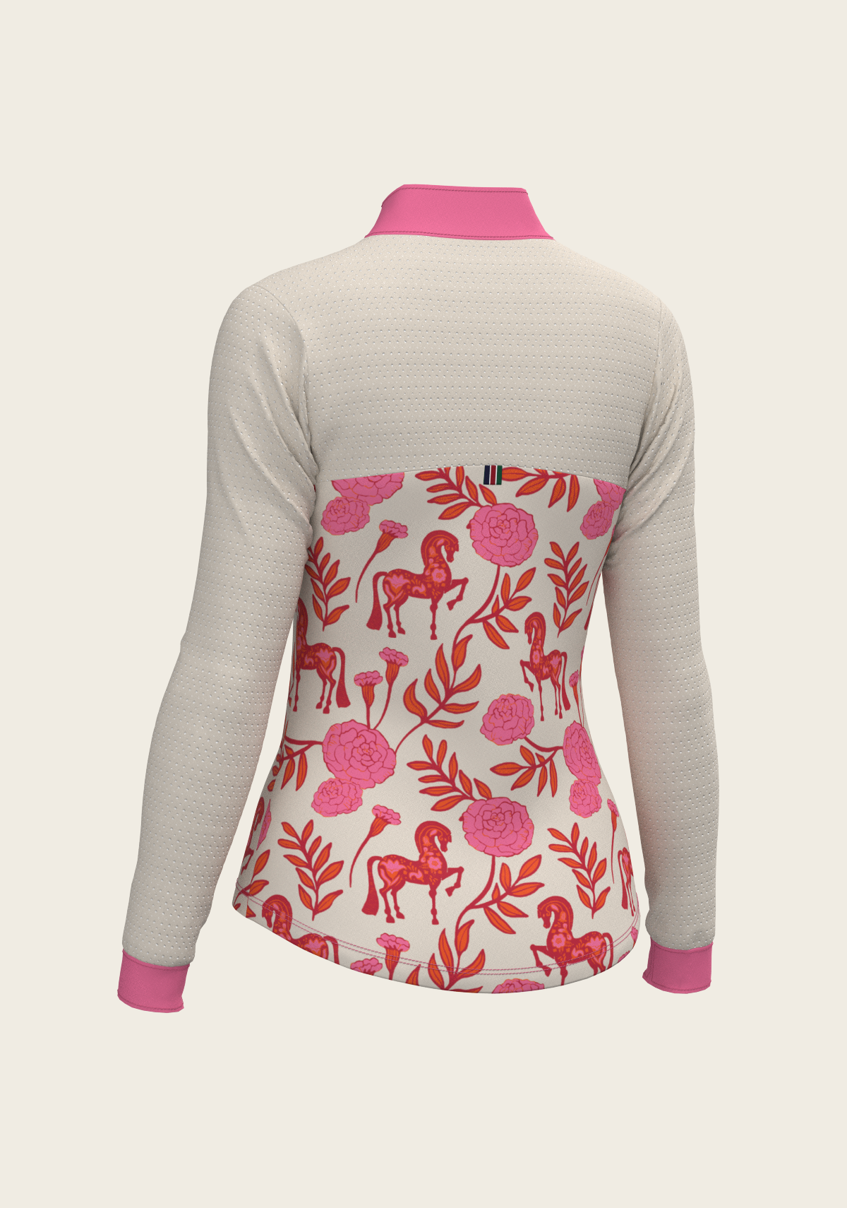 NEW Espoir Peony on Pink Sport Mesh Quarter Zip Sun Shirt