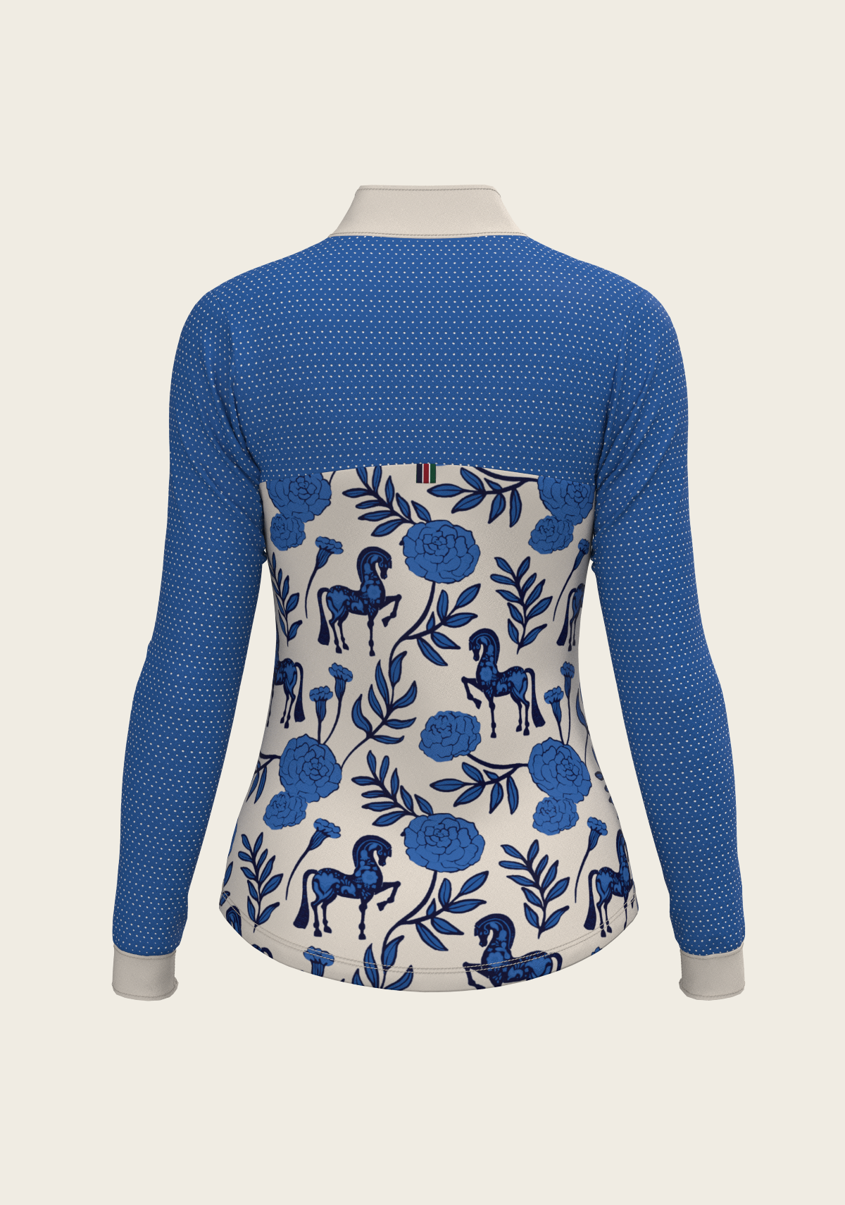 NEW Espoir Peony on Blue  Sport Mesh Quarter Zip Sun Shirt